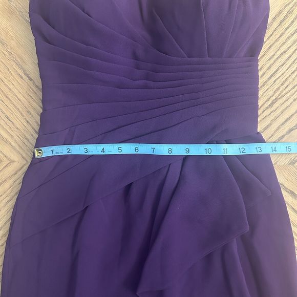 Draped Chiffon Purple Cocktail Dress Gathered Bustier Strapless Bra Insert Sz 6 - Picture 9 of 12